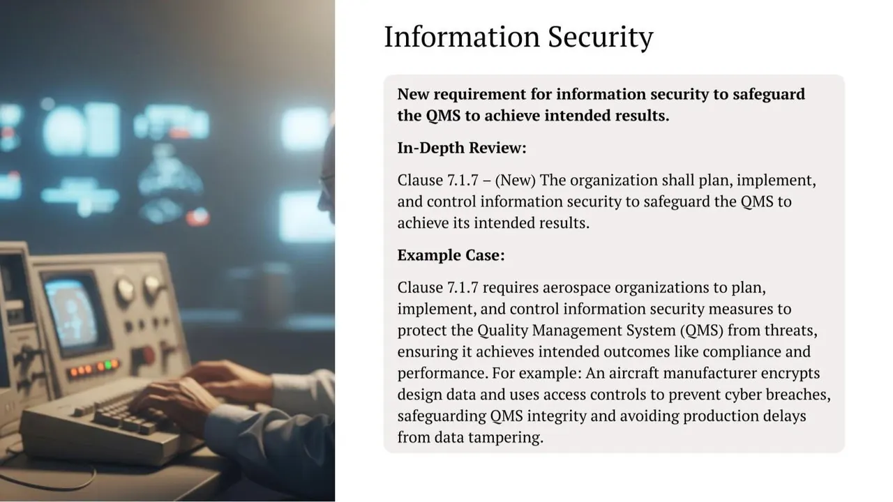 IA9100 clause 7.1.7 information security: in-depth review and example case