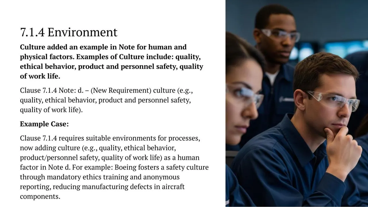 IA9100 clause 7.1.4 environment: culture added as a human factor, with example case