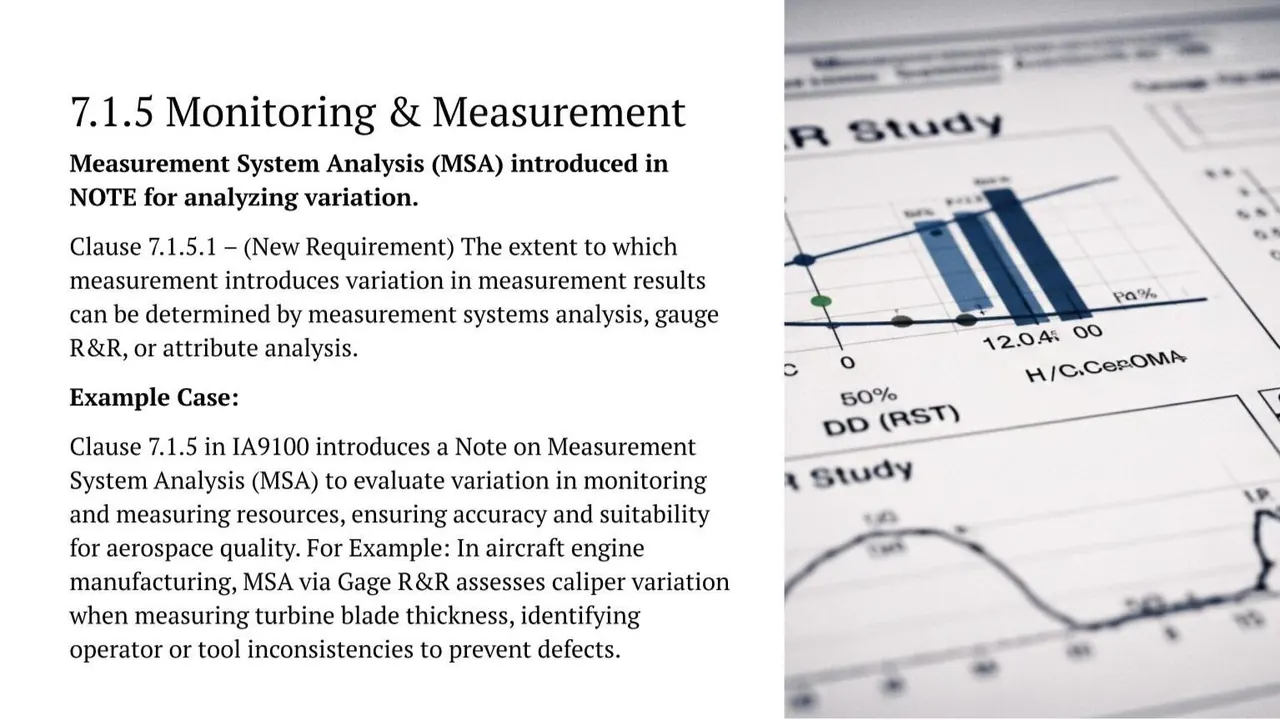 IA9100 clause 7.1.5 monitoring and measurement: measurement system analysis (MSA) and gauge R&R
