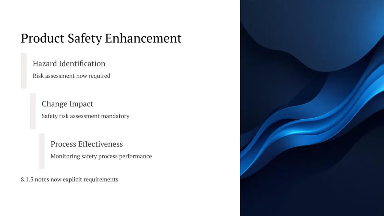 IA9100 product safety enhancement: hazard identification, change impact and process effectiveness