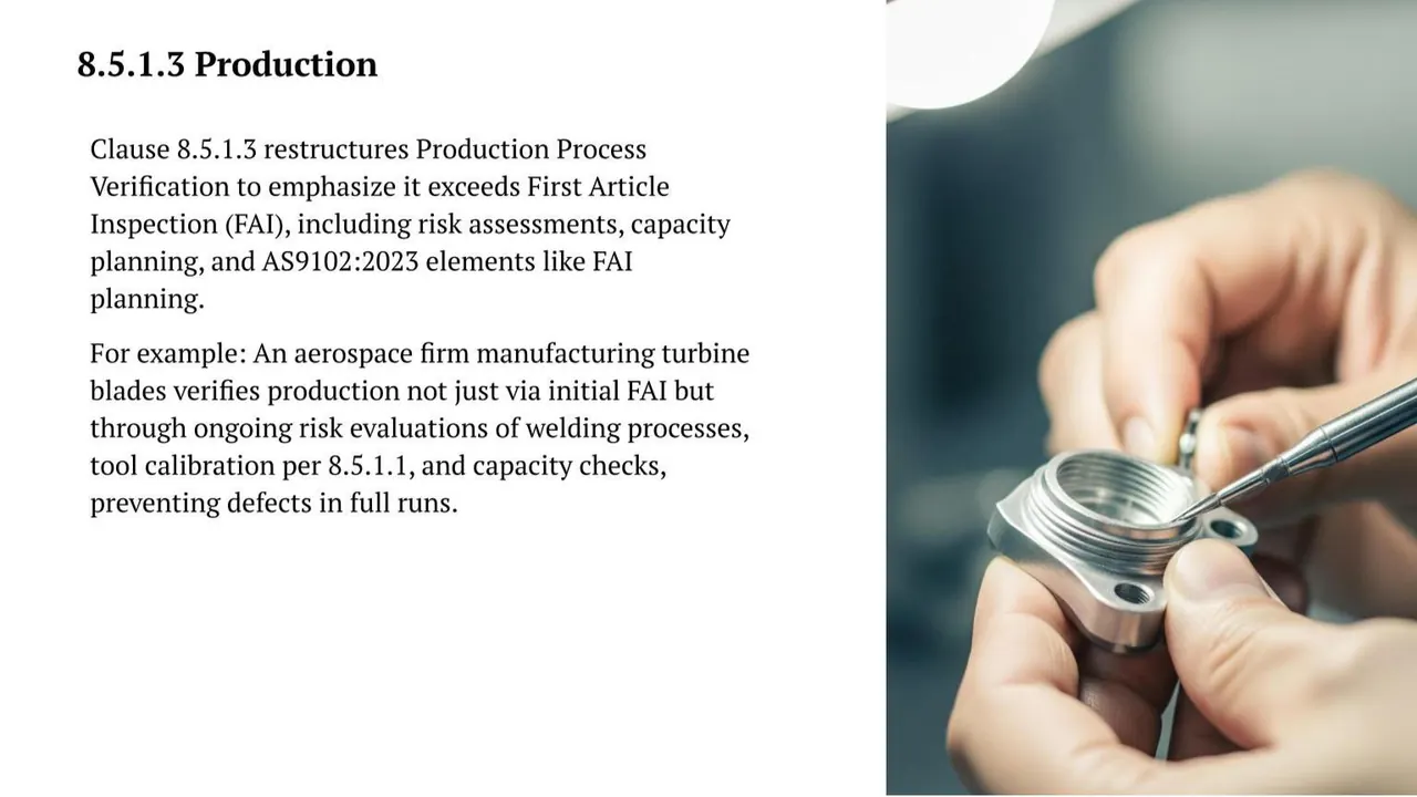 IA9100 clause 8.5.1.3: production process verification, risk assessment and capacity planning