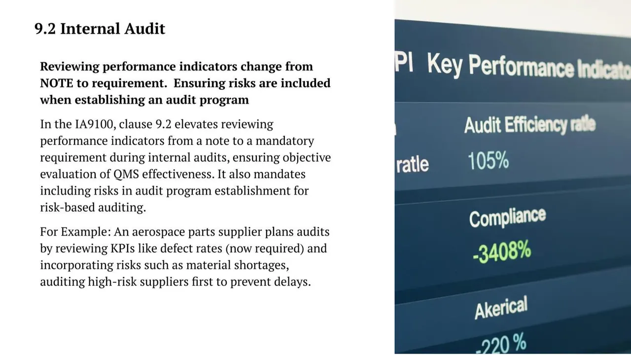 IA9100 clause 9.2 internal audit: performance indicators required and risk-based audit programs